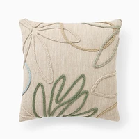 Outdoor Linework Floral Pillow, 20x20, Sand