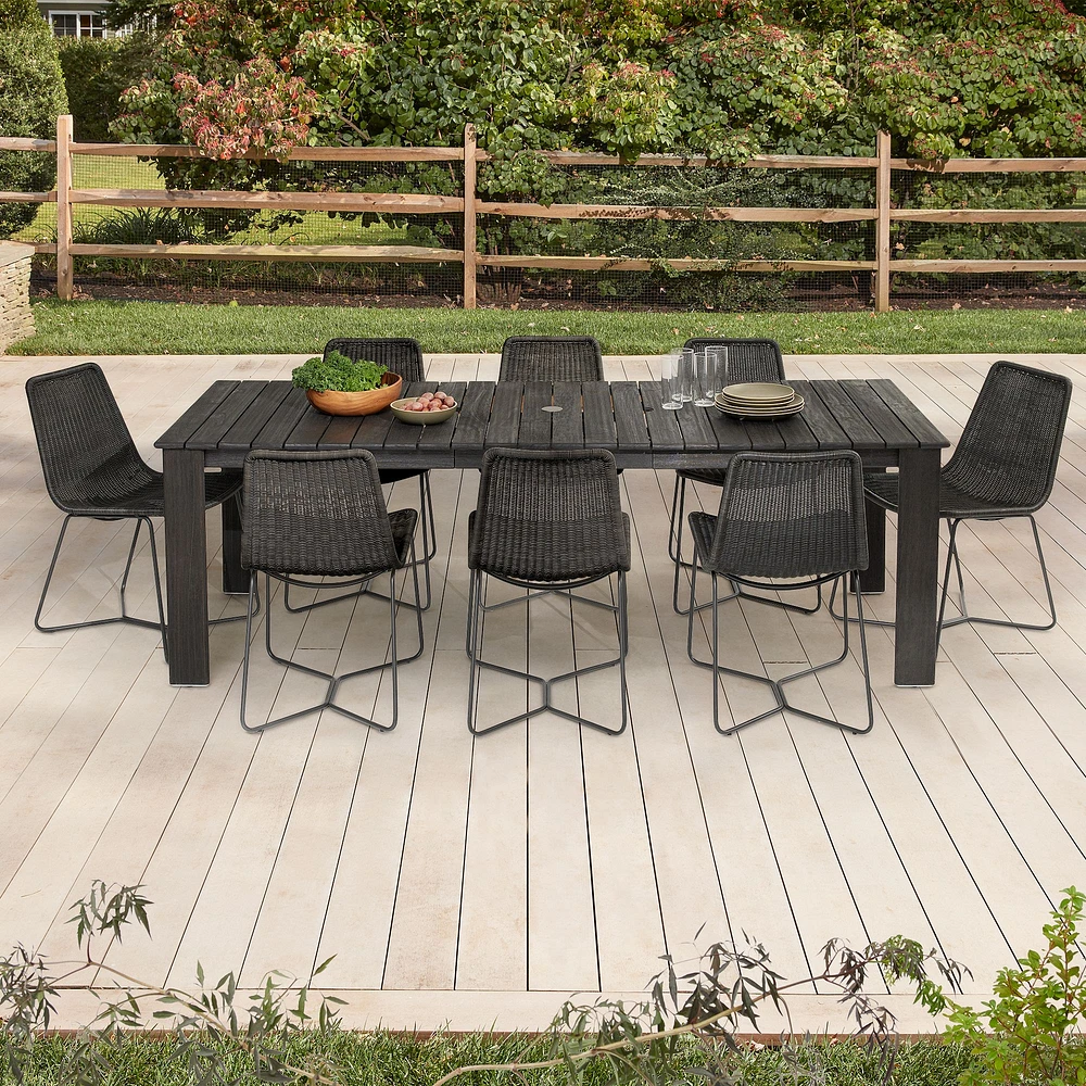 Outdoor Dining Set: Playa 67.5 - 90 Rectangle Expandable Table, Black + Slope Collection Charcoal Chair