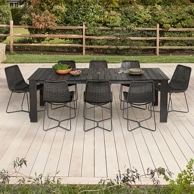 Outdoor Dining Set: Playa 67.5 - 90 Rectangle Expandable Table, Black + Slope Collection Charcoal Chair