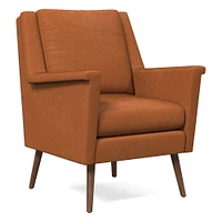 Carlo Mid-Century Chair, Poly, Saddle Leather, Nut, Pecan