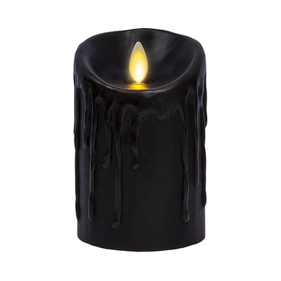 Black Drip Pillar Candle, 3in x 4.5in