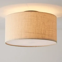 Drum Shade Flush Mount Dark Bronze Natural Linen (12")