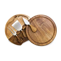 Pure Acacia Wood Round Cheese Board Set