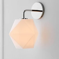 Sculptural Sconce, Faceted Small, Milk, Chrome, 7"