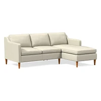 Hamilton 83" Left 2-Piece Chaise Sectional, Ludlow Leather, Gray Smoke, Almond