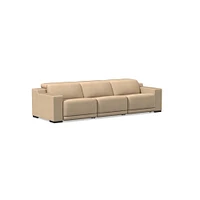 Dalton Leather Motion Set 03 2-Piece Sofa Trillium Saddle Nut Black