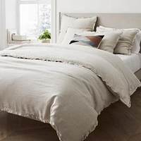 European Flax Linen Ruffle Full/Queen Duvet