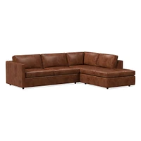 Harris 106" Left Multi Seat 2-Piece Bumper Chaise Sectional, Standard Depth, Saddle Leather, Nut