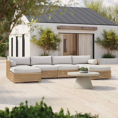 Coastal Outdoor 128in 4 Piece U Shaped Sectional, Silverstone