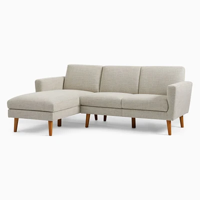 Oliver 79" Left 2-Piece Chaise Sectional, Twill, Dove, Walnut