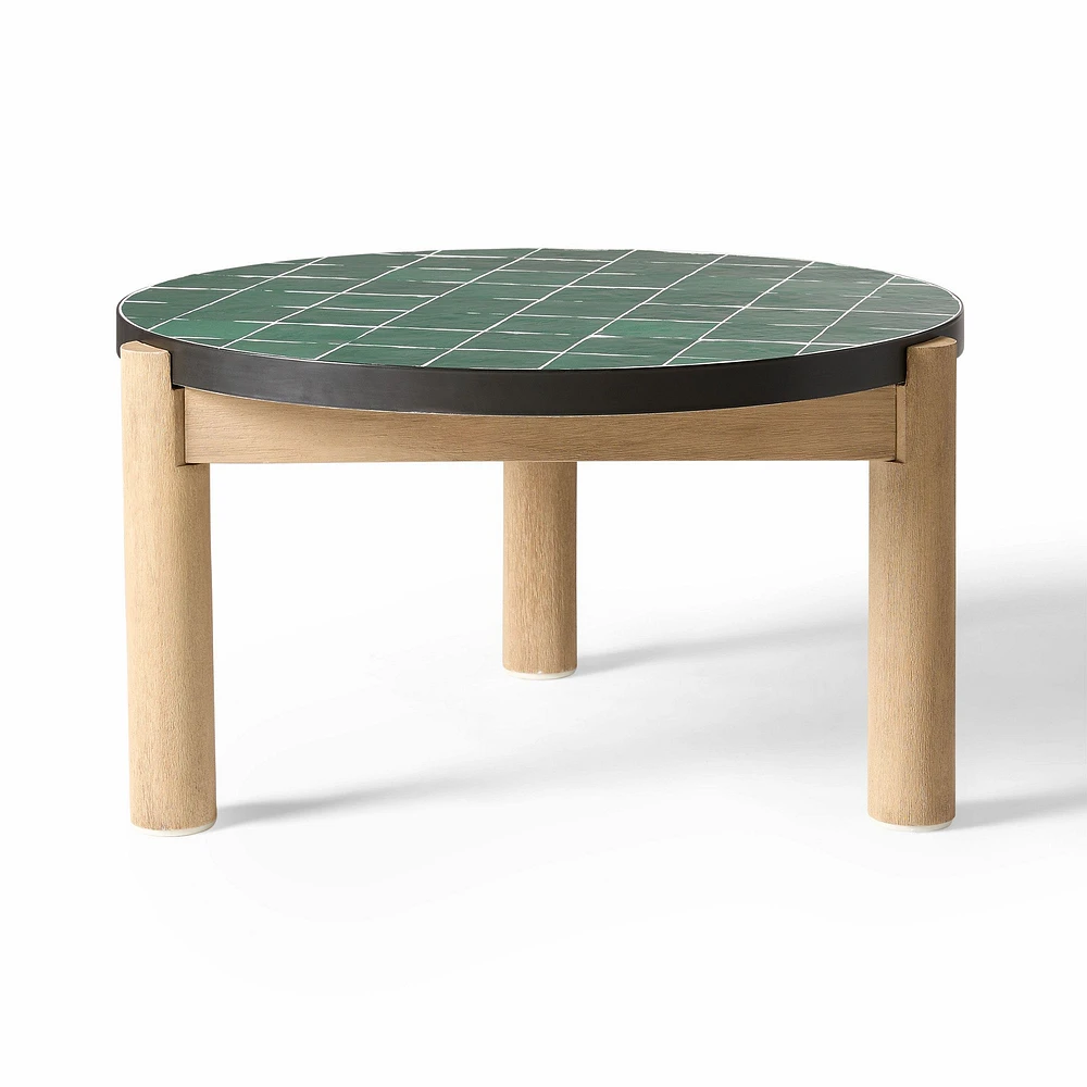 Lima 32" Coffee Table, Reef,Green, Tile,wood