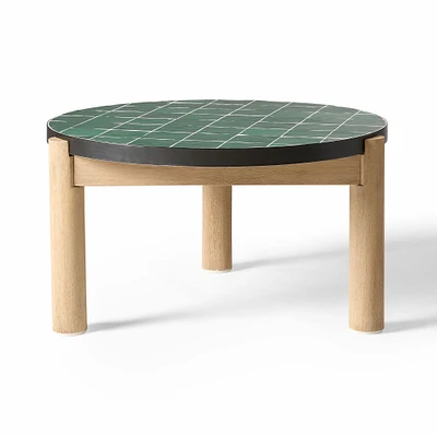 Lima 32" Coffee Table, Reef,Green, Tile,wood