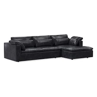 Harmony Modular 123" Left Multi-Seat 2-Piece Sleeper Storage Sectional, Saddle Leather, Nut