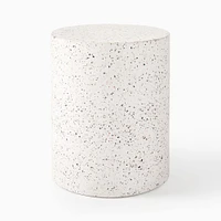 Terrazzo Drum Outdoor 15 Round Side Table, White