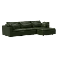 Harmony Modular 123" Left Multi-Seat 2-Piece Sleeper Storage Sectional, Saddle Leather, Nut