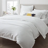 European Flax Linen Ruffle Full/Queen Duvet