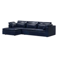 Harmony Modular 123" Left Multi-Seat 2-Piece Sleeper Storage Sectional, Saddle Leather, Nut