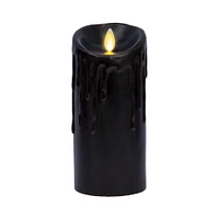 Black Drip Pillar Candle, 3in x 4.5in