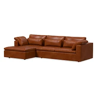 Harmony Mod Sleeper Sofa Right Storage Chaise Sectional, Ludlow Leather, Cumin