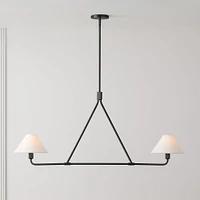 Beatrix Linear 2 Light Pendant, 46in, White Linen/Champagne