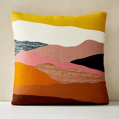 Crewel Landscape Pillow Cover, 20"x20", Desert Sunset