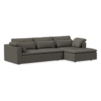 Harmony Modular 123" Left Multi-Seat 2-Piece Sleeper Storage Sectional, Saddle Leather, Nut