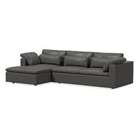 Harmony Modular 123" Left Multi-Seat 2-Piece Sleeper Storage Sectional, Saddle Leather, Nut