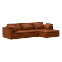 Harmony Modular 123" Left Multi-Seat 2-Piece Sleeper Storage Sectional, Saddle Leather, Nut