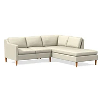 Hamilton 98" Right 2-Piece Bumper Chaise Sectional, Ludlow Leather, Gray Smoke, Almond