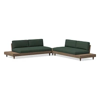 Portside Low Collection, 3 Piece Sectional with Coffee Table Cushion Cover, Canvas, Natural