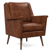 Carlo Mid-Century Chair, Poly, Saddle Leather, Nut, Pecan