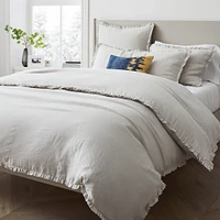 European Flax Linen Ruffle Full/Queen Duvet