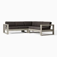 Portside Outdoor 3-Piece L-Shaped Sectional 97", Weathered Gray, Alabaster