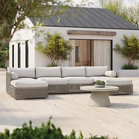 Coastal Outdoor 128in 4 Piece U Shaped Sectional, Silverstone