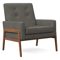 Henley Chair, Poly, Ludlow Leather, Gray Smoke, Walnut