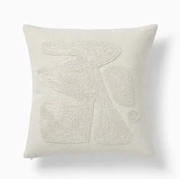 Embroidered Modern Abstract Pillow Cover, 20X20, Alabaster