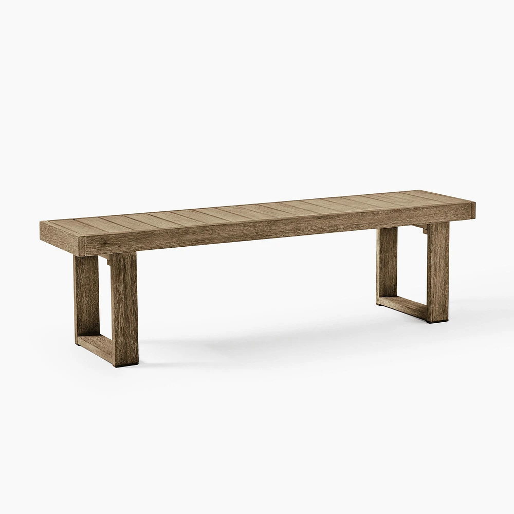 Portside Dining Bench, 66", Weathered Gray