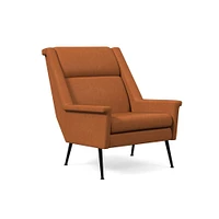 Carlo Highback Chair, Poly, Saddle Leather, Nut, Brass