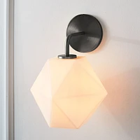 Sculptural Sconce, Faceted Small, Milk, Chrome, 7"