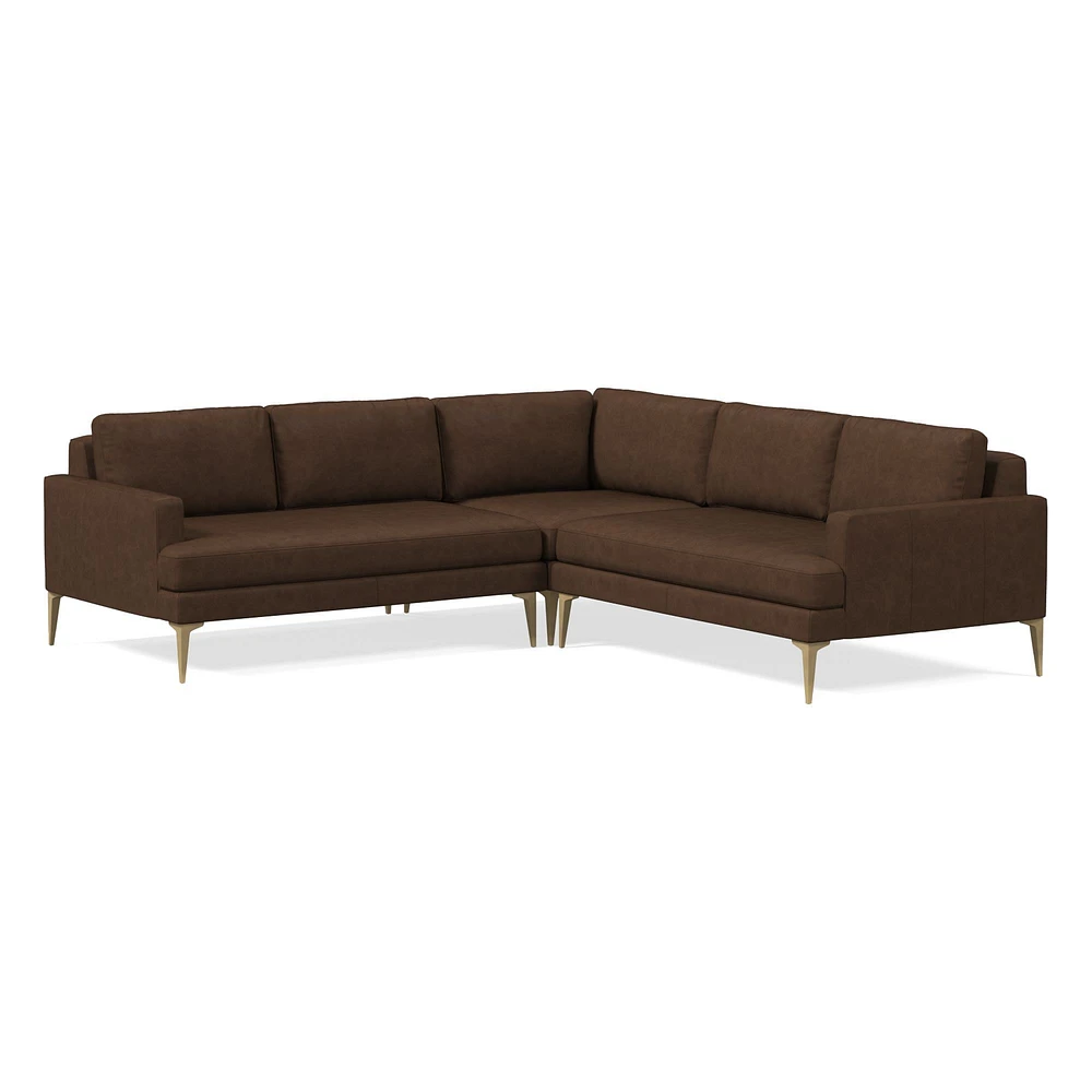 Andes 105" Multi Seat 3-Piece L-Shaped Sectional, Standard Depth, Vegan Leather, Saddle, Dark Pewter