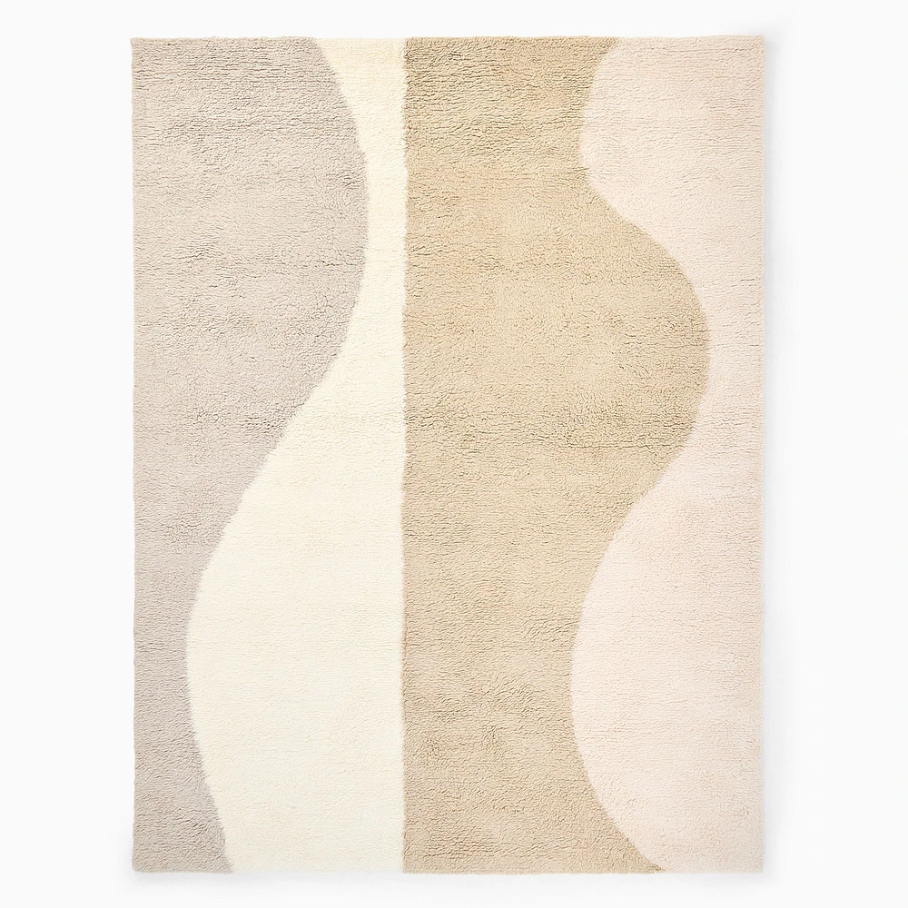 Modern Wave Shag Rug, 5x8, Dark Olive