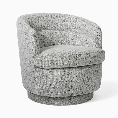 Viv Swivel Chair, Poly, Chunky Chenille, Stone White, Concealed Support