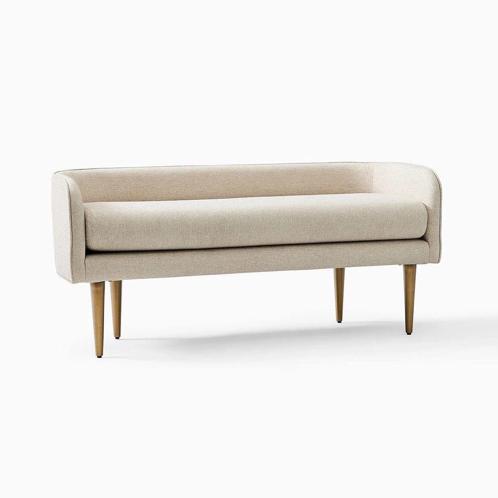 Celine Bench, Performance Distressed Velvet, Pewter, Brass