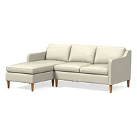 Hamilton 83" Left 2-Piece Chaise Sectional, Ludlow Leather, Gray Smoke, Almond