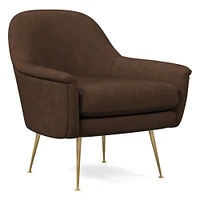 Phoebe Midcentury Chair, Poly, Saddle Leather, Nut, Brass