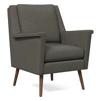 Carlo Mid-Century Chair, Poly, Saddle Leather, Nut, Pecan