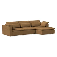 Harmony Modular 123" Left Multi-Seat 2-Piece Sleeper Storage Sectional, Saddle Leather, Nut