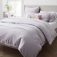 European Flax Linen Ruffle Full/Queen Duvet