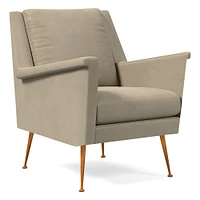 Carlo Mid-Century Chair, Poly, Saddle Leather, Nut, Pecan