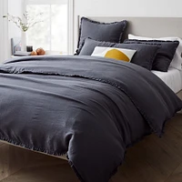 European Flax Linen Ruffle Full/Queen Duvet